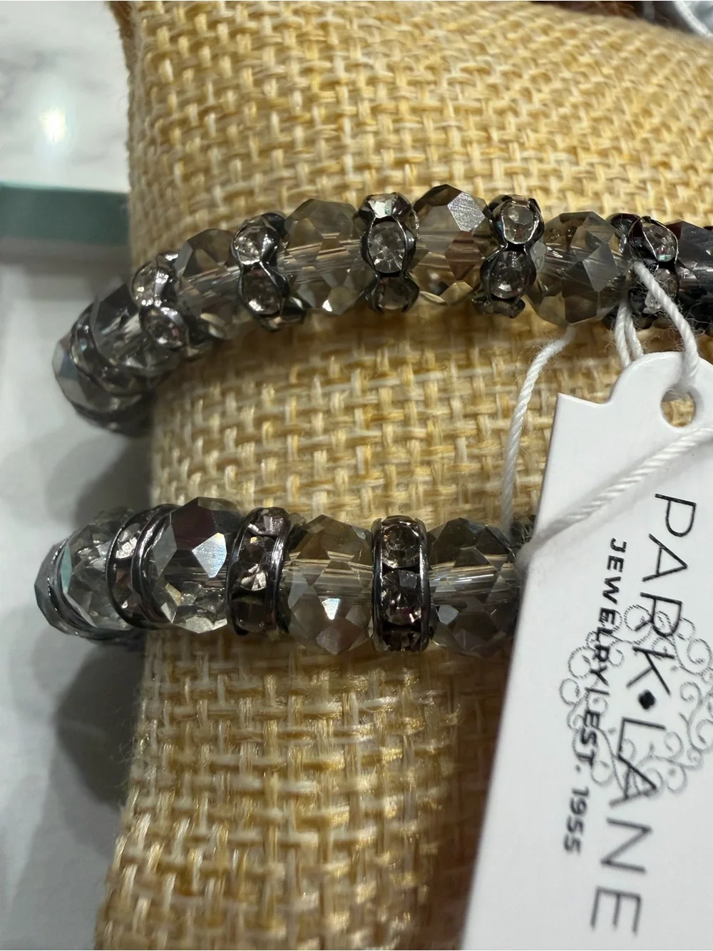 Park Lane Smoky Crystal Stretch Bracelet Duo - Gray/Silver Accents - Alpine